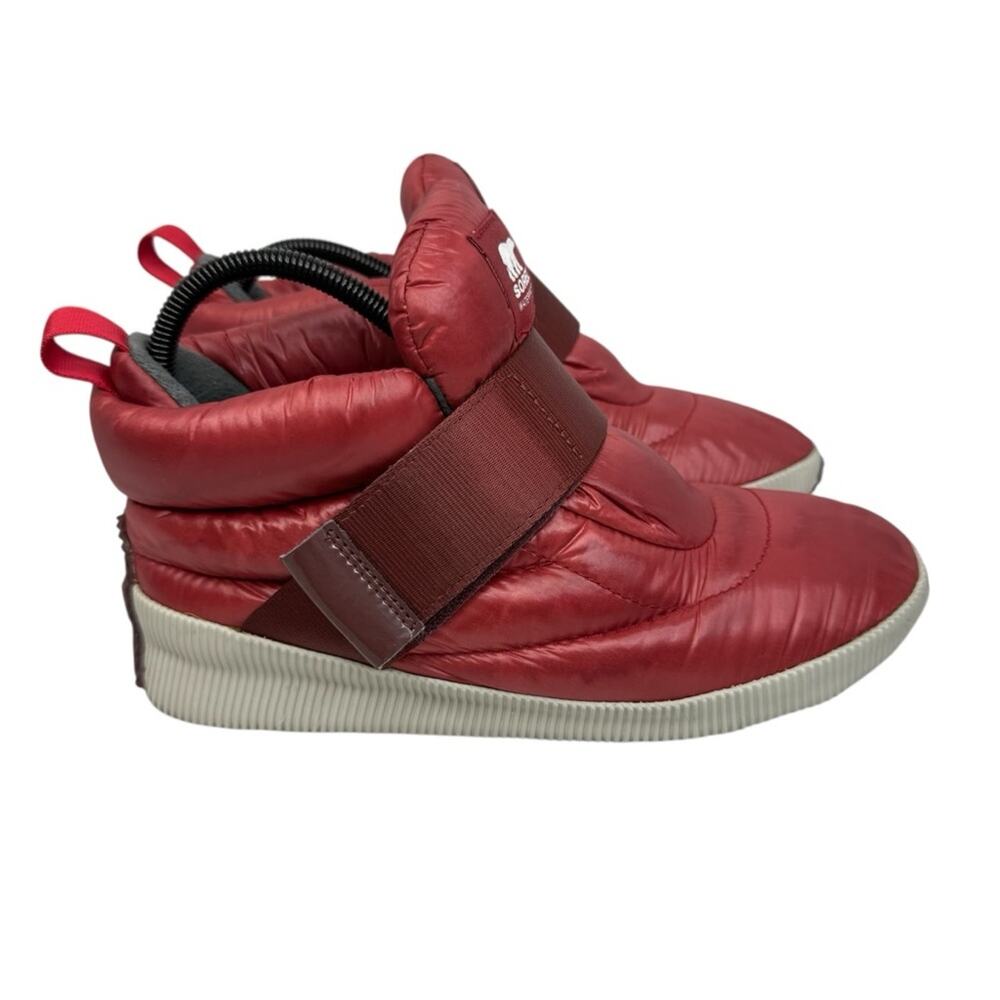 SOREL Out N About Waterproof  Red Dahlia Spring Puffy Tennis Shoe Womens 8 - Picture 2 of 16